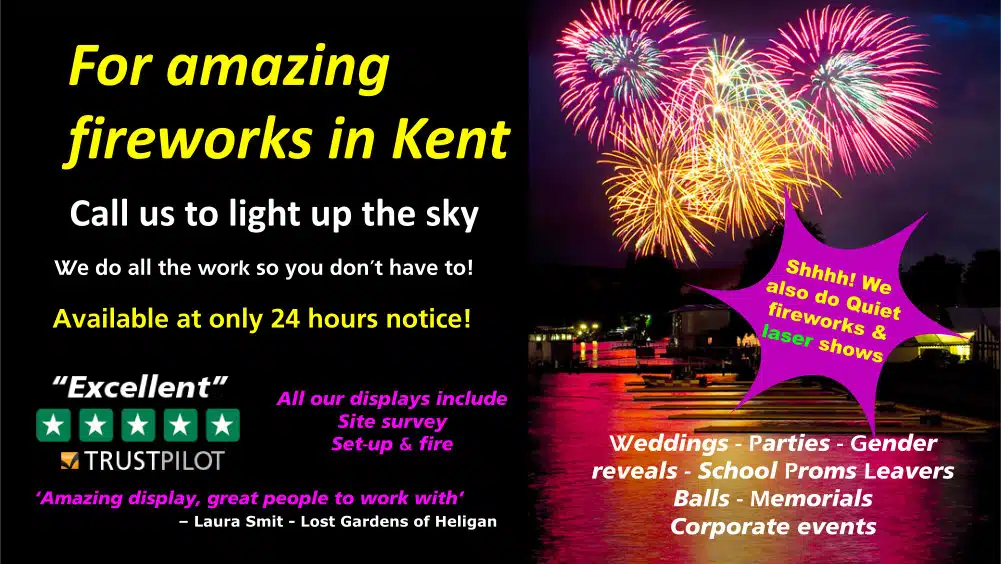 For amazing fireworks in Kent, call Maidstone 01622 528975 Fantastic