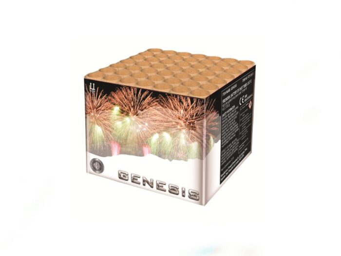genesis multi-shot barrage cake firework brocade crowns single ignition